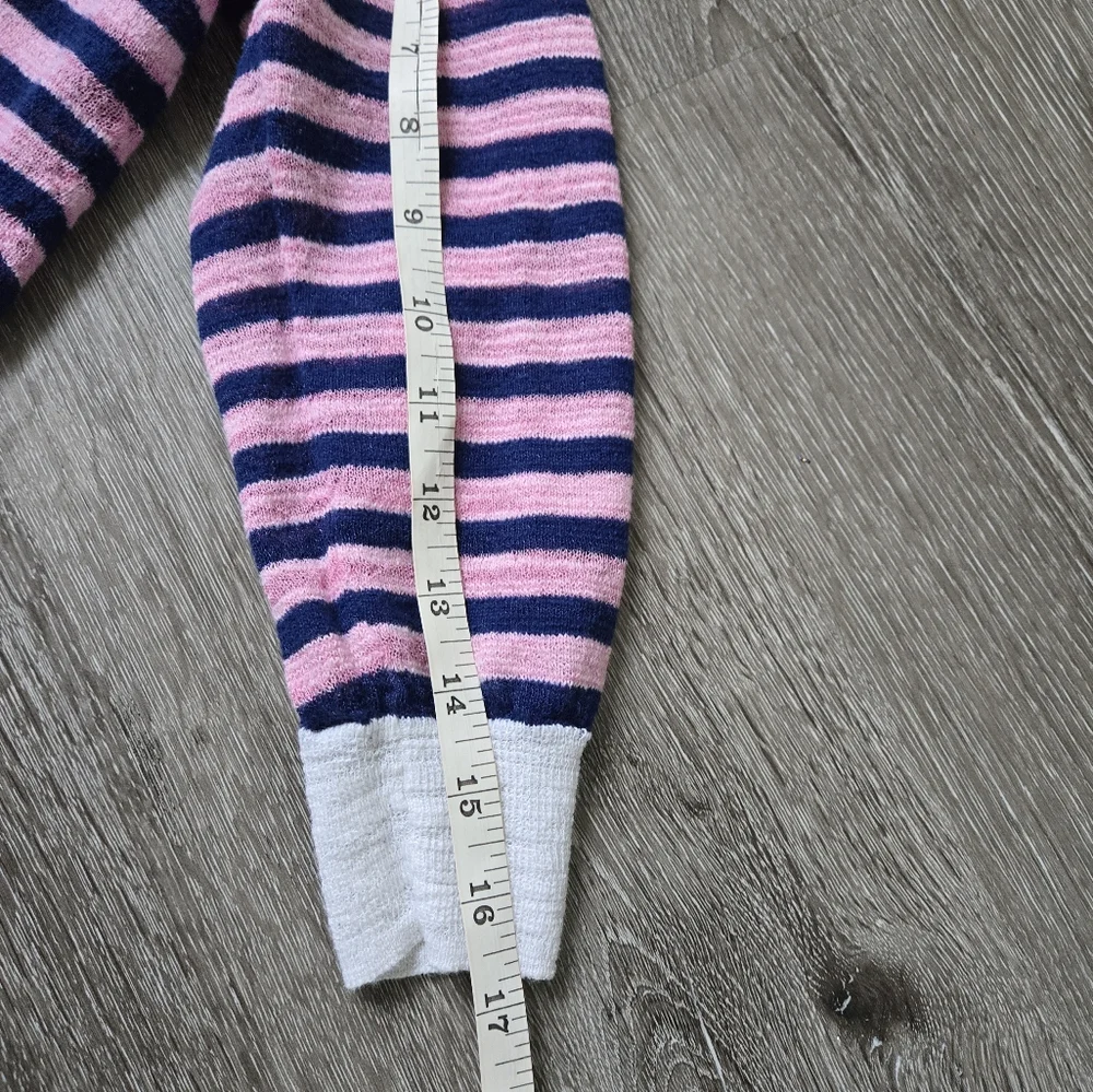 J Crew Striped Cotton Blend V Neck Sweater Cardigan Pink Blue size small